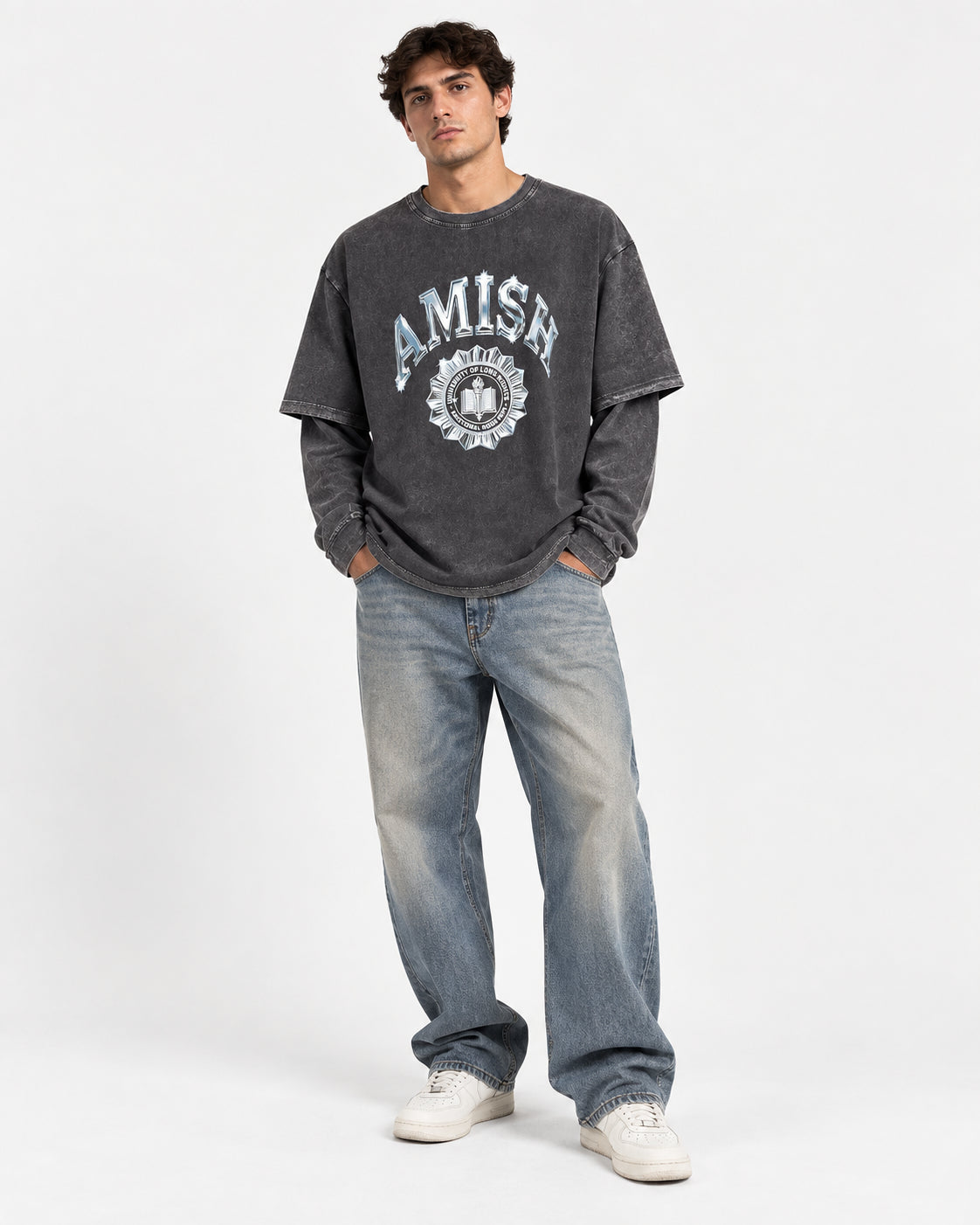 T-SHIRT DOPPIA MANICA CON STAMPA METALLIC