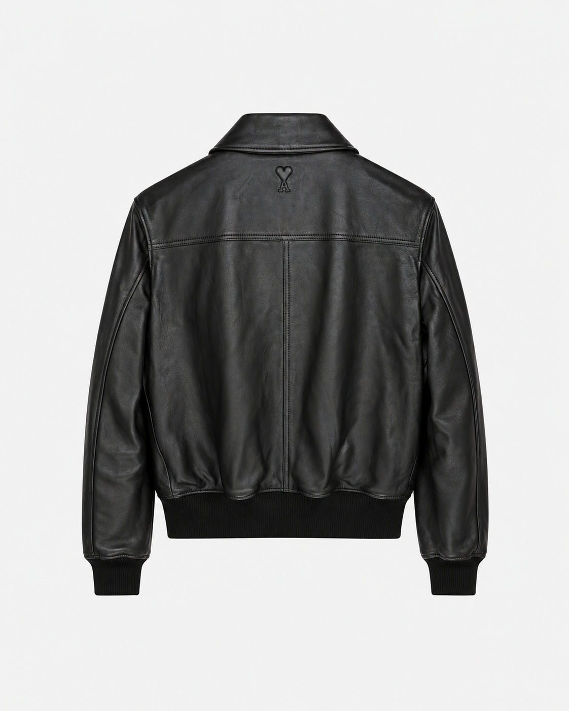 Giacca con zip in pelle di agnello nera