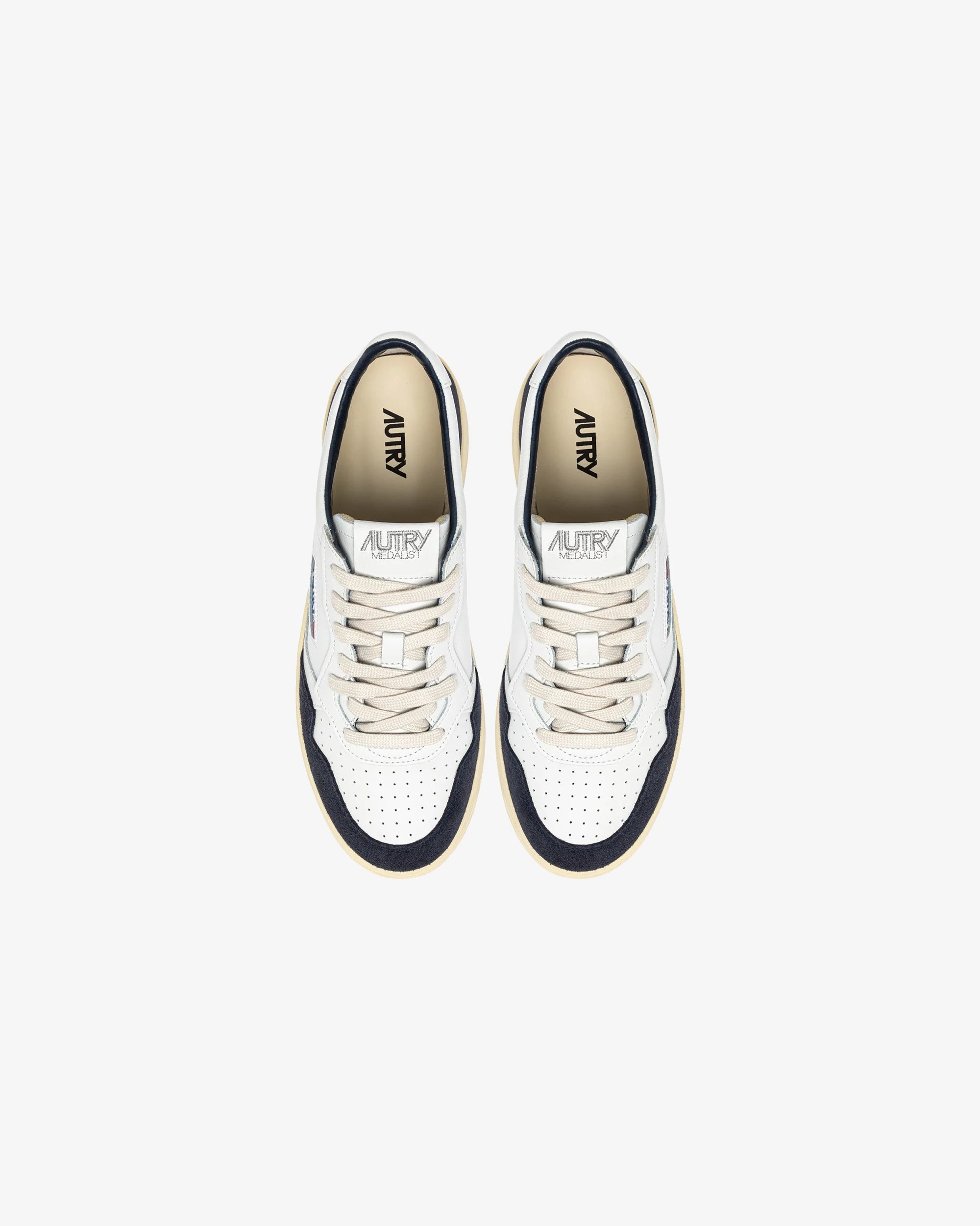 MEDALIST LOW IN PELLE BIANCA E SUEDE BLU