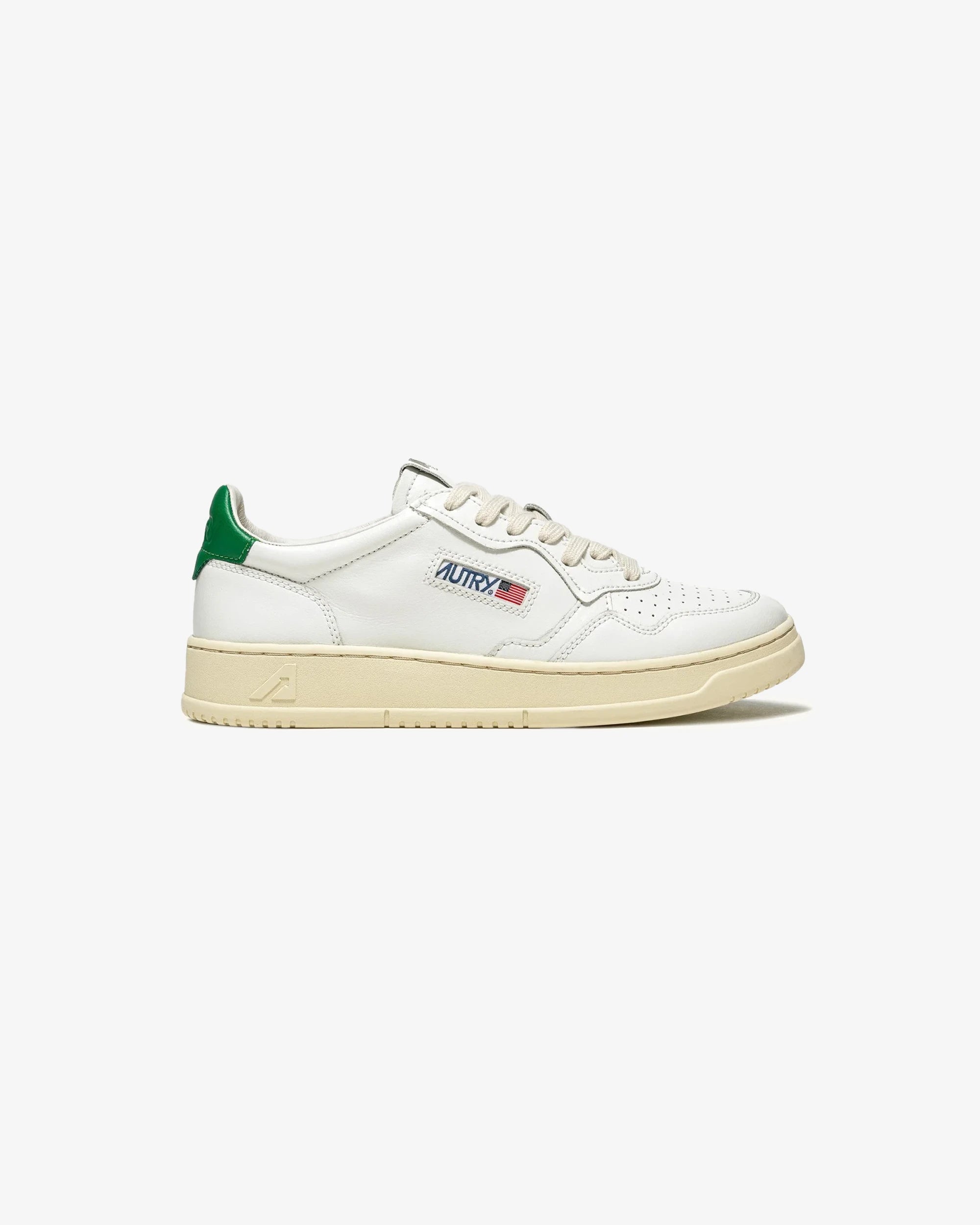 MEDALIST LOW IN PELLE BIANCA E VERDE