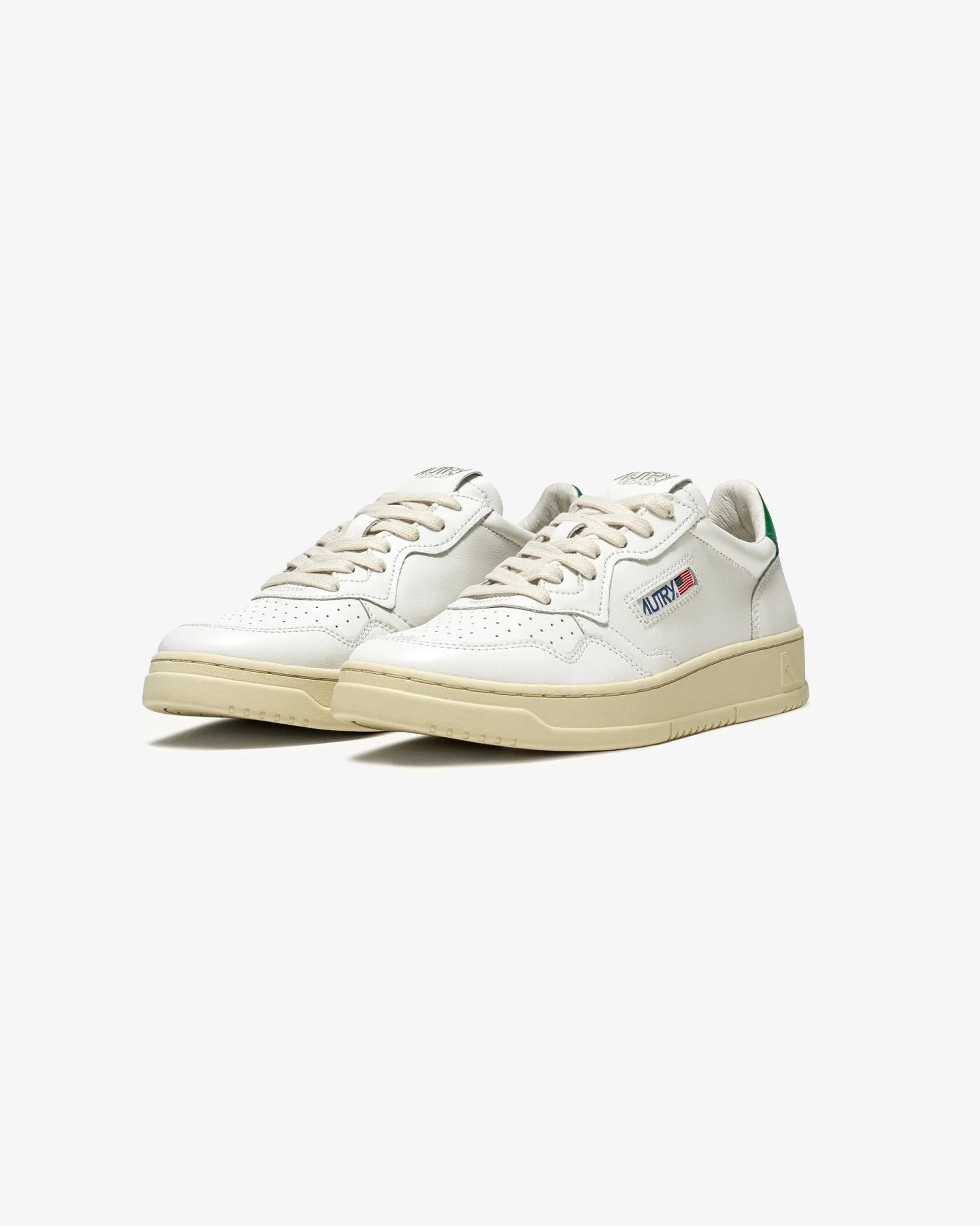 MEDALIST LOW IN PELLE BIANCA E VERDE