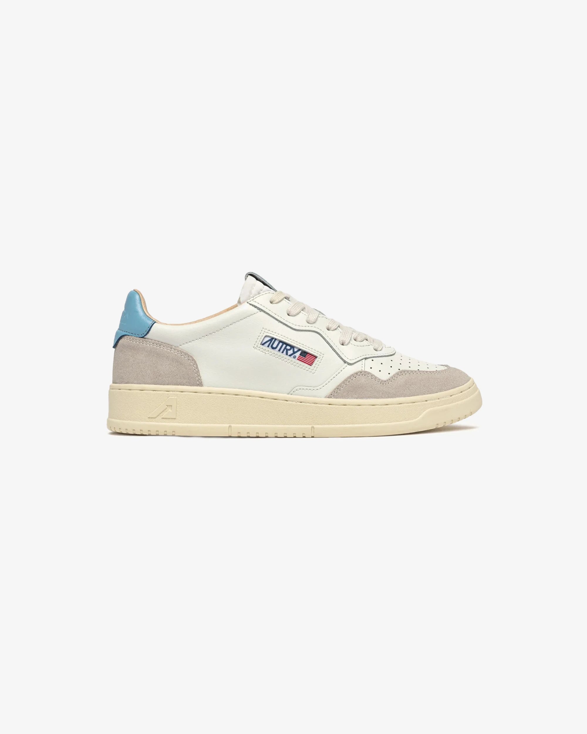 MEDALIST LOW IN SUEDE E PELLE BIANCA E AZZURRO