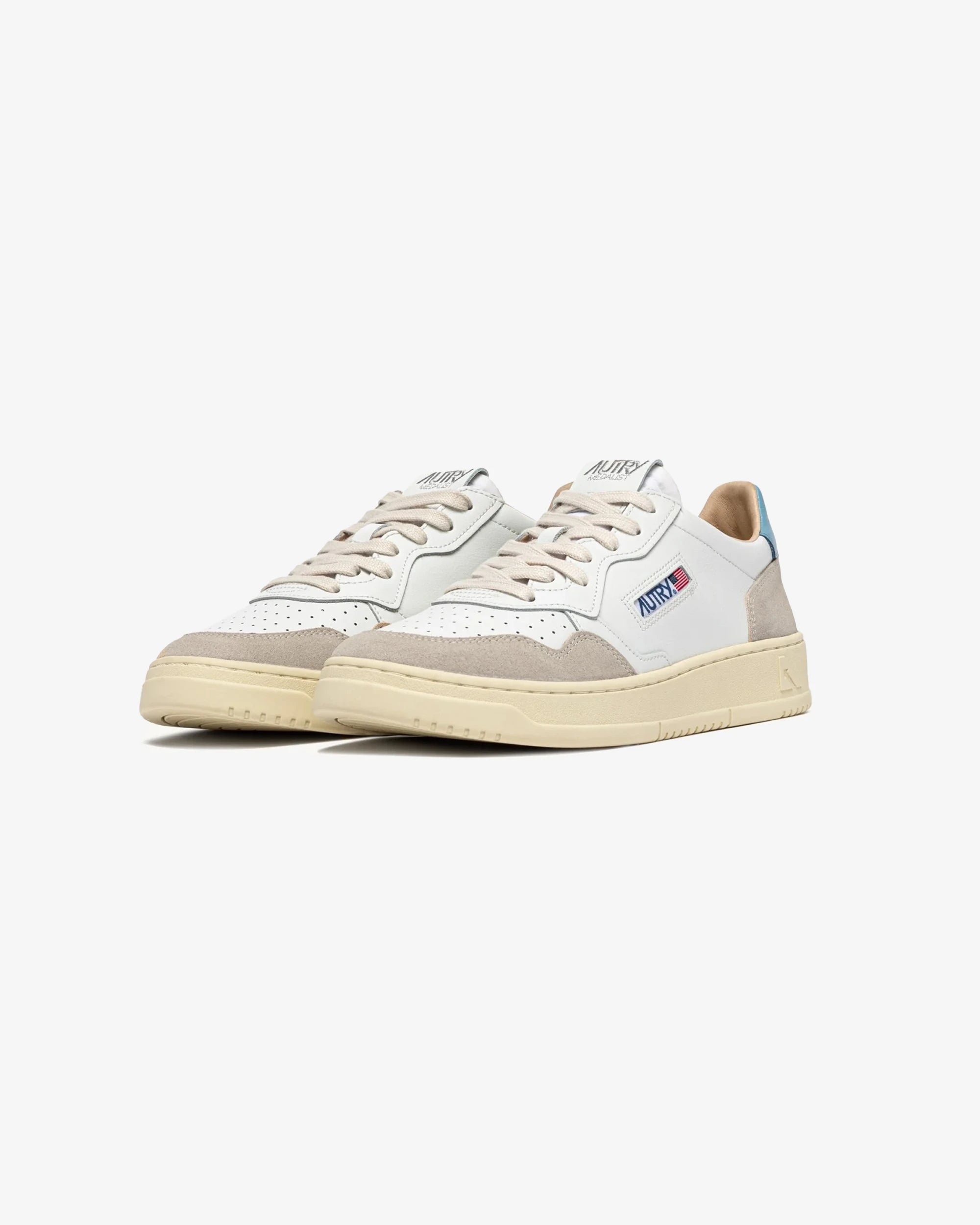 MEDALIST LOW IN SUEDE E PELLE BIANCA E AZZURRO