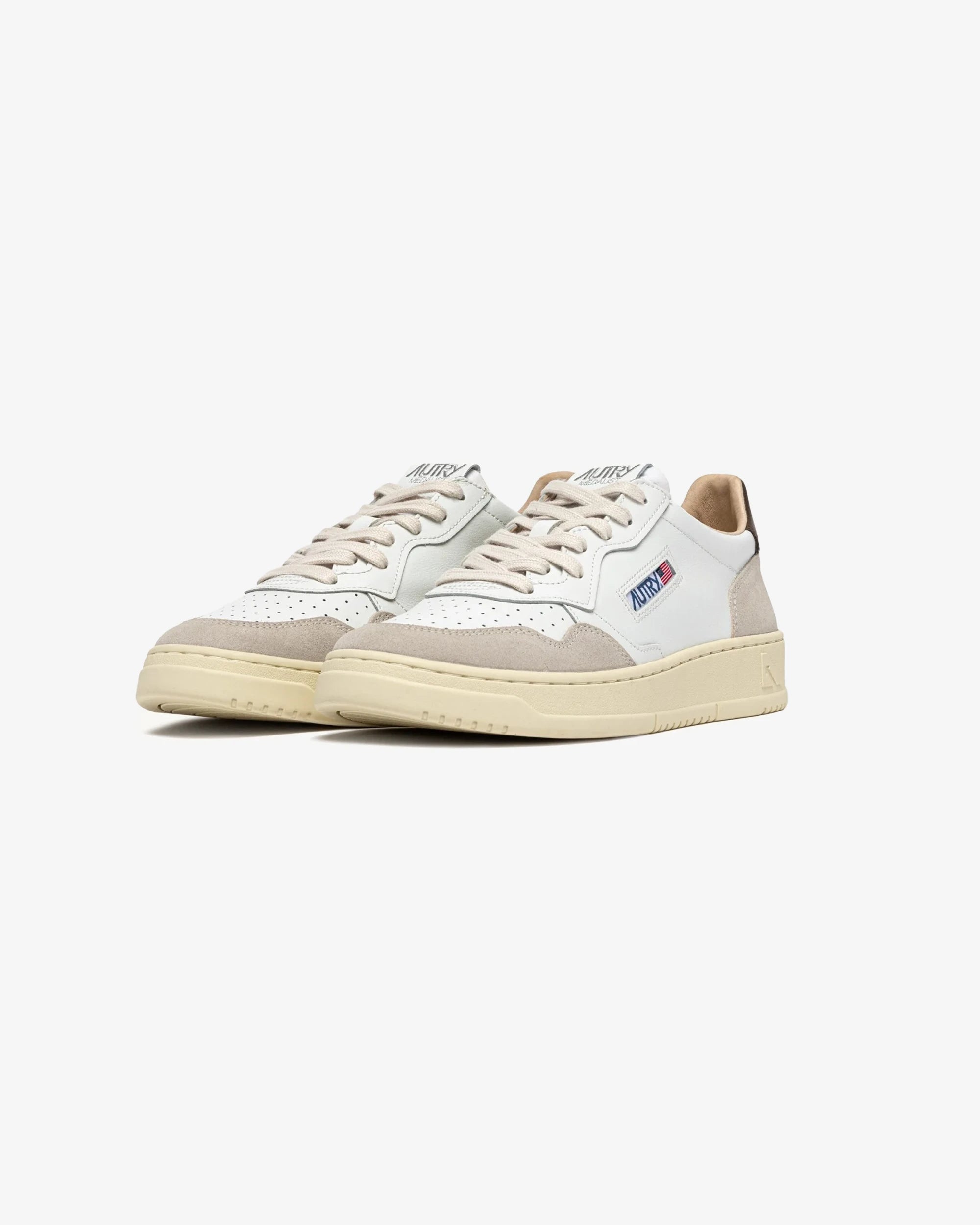 SNEAKERS MEDALIST LOW IN SUEDE E PELLE BIANCA E MARRONE