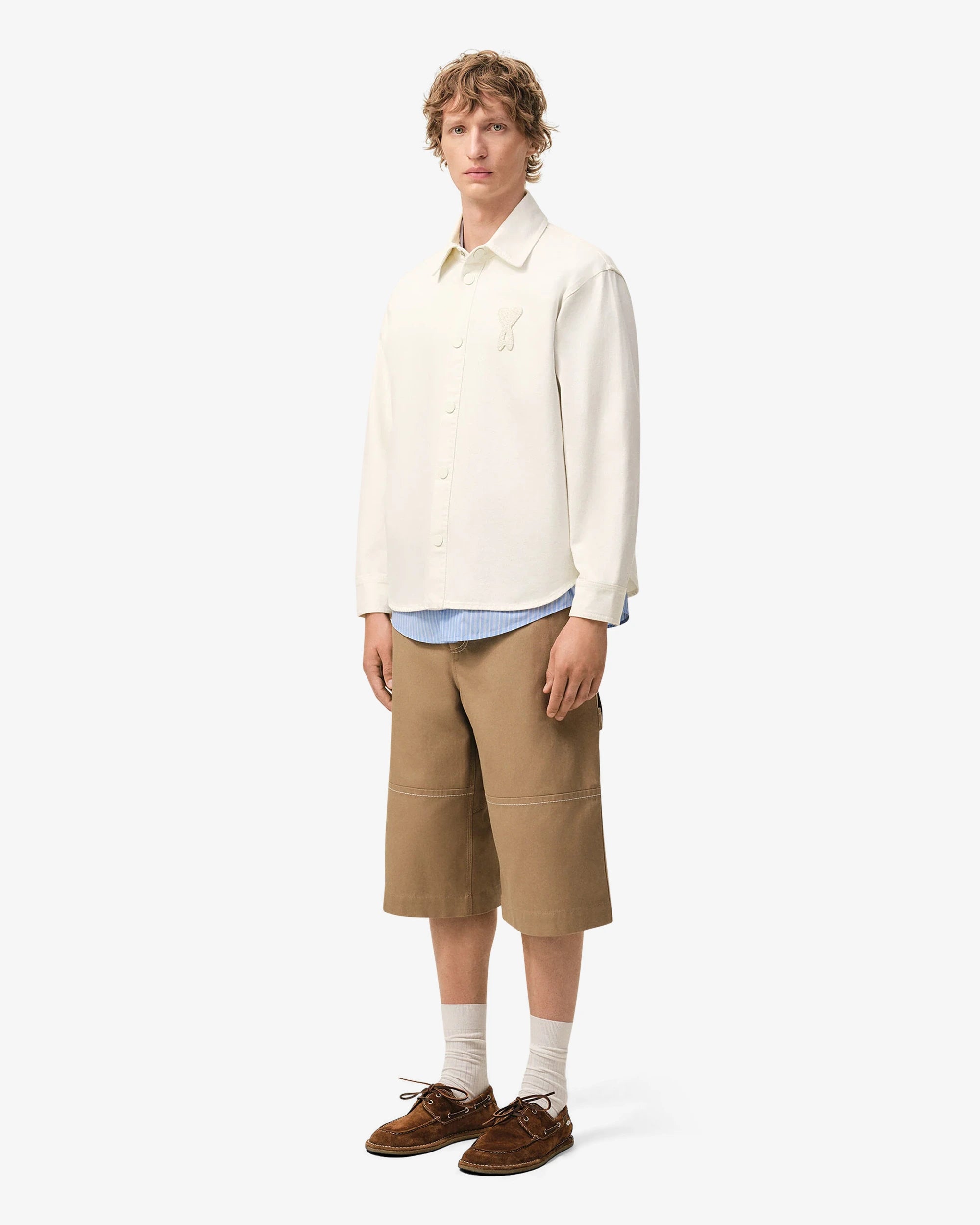 Giacca-camicia in maglia di cotone bianco
