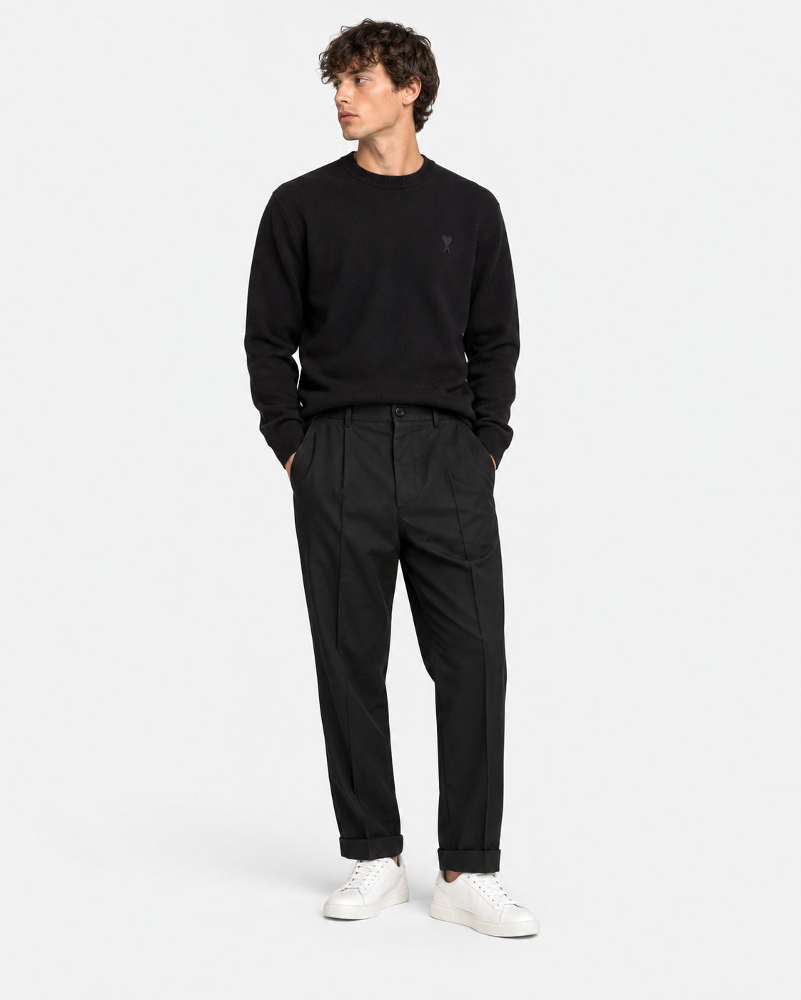 Black Cotton Carrot Oversized Trousers