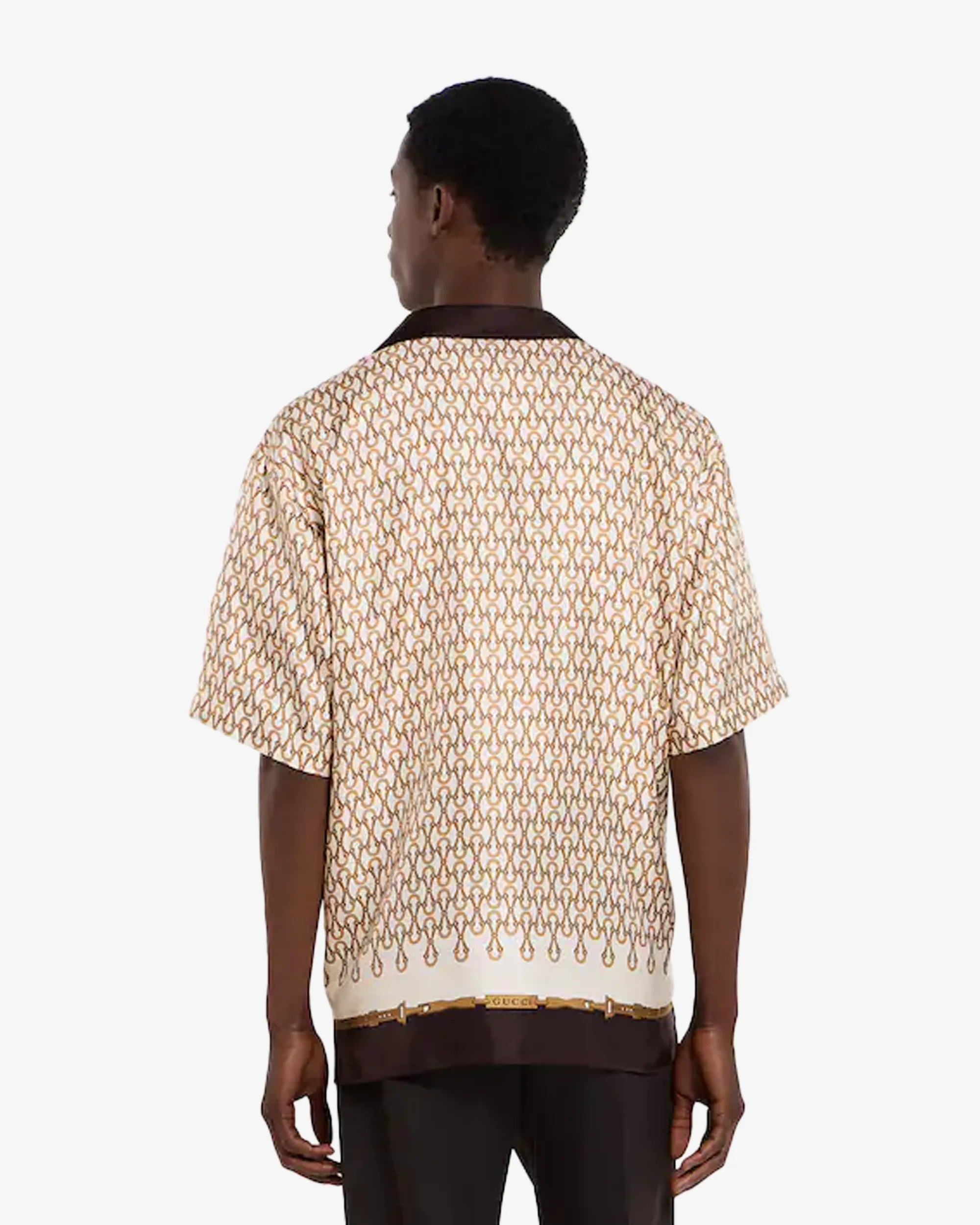 Camicia bowling in twill di seta