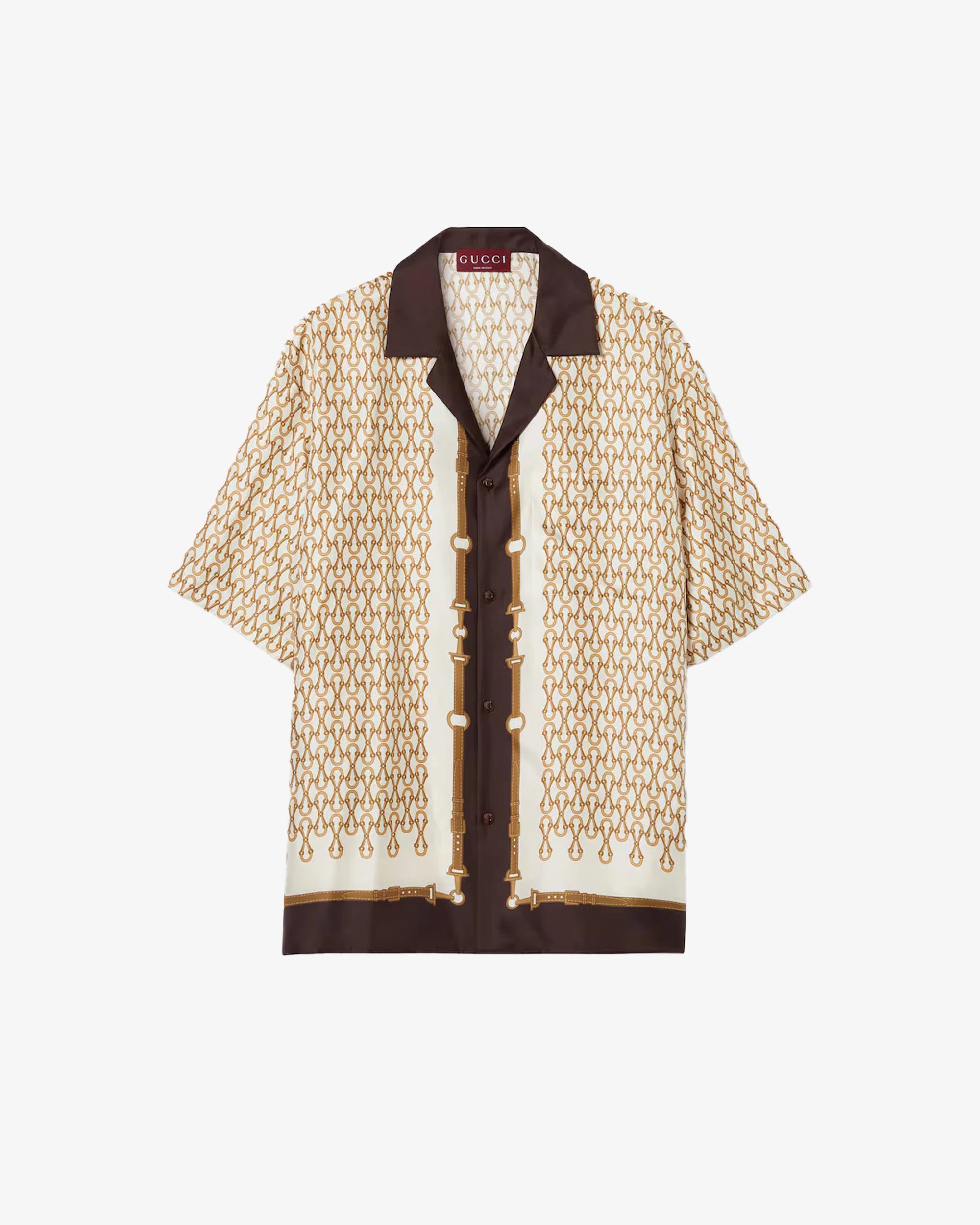 Camicia bowling in twill di seta