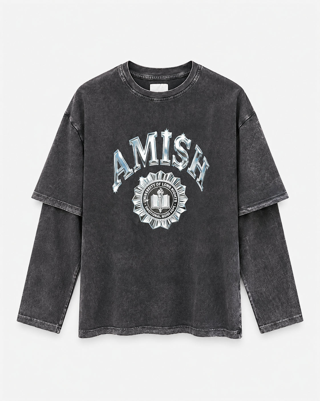 T-SHIRT DOPPIA MANICA CON STAMPA METALLIC