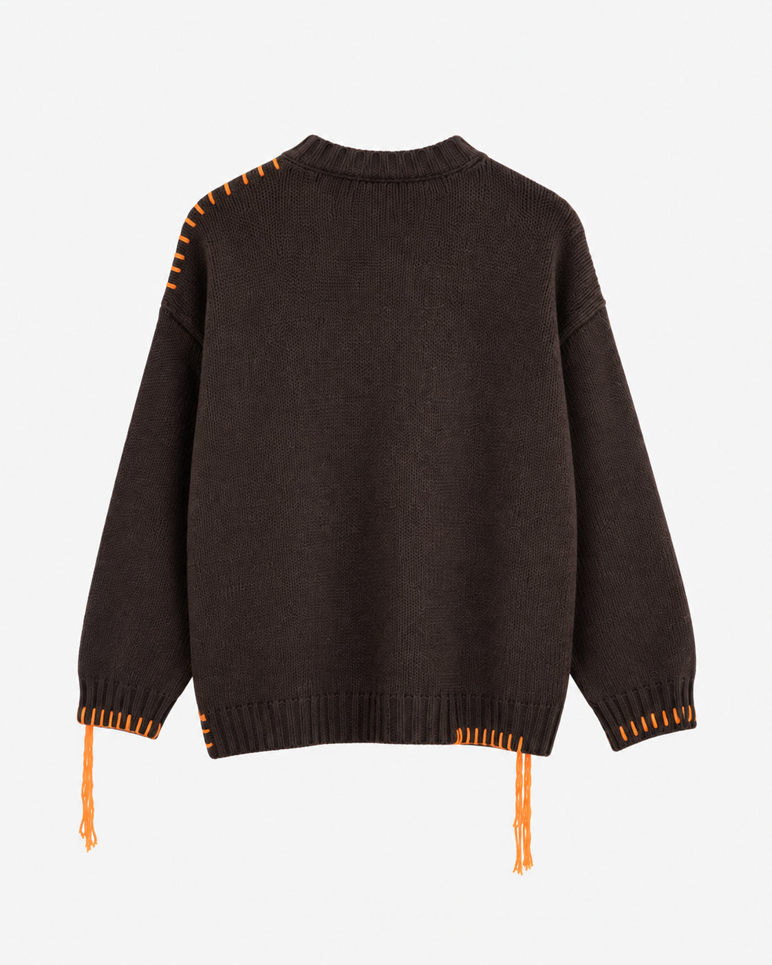 maglione crew crop pocket basting uomo marrone