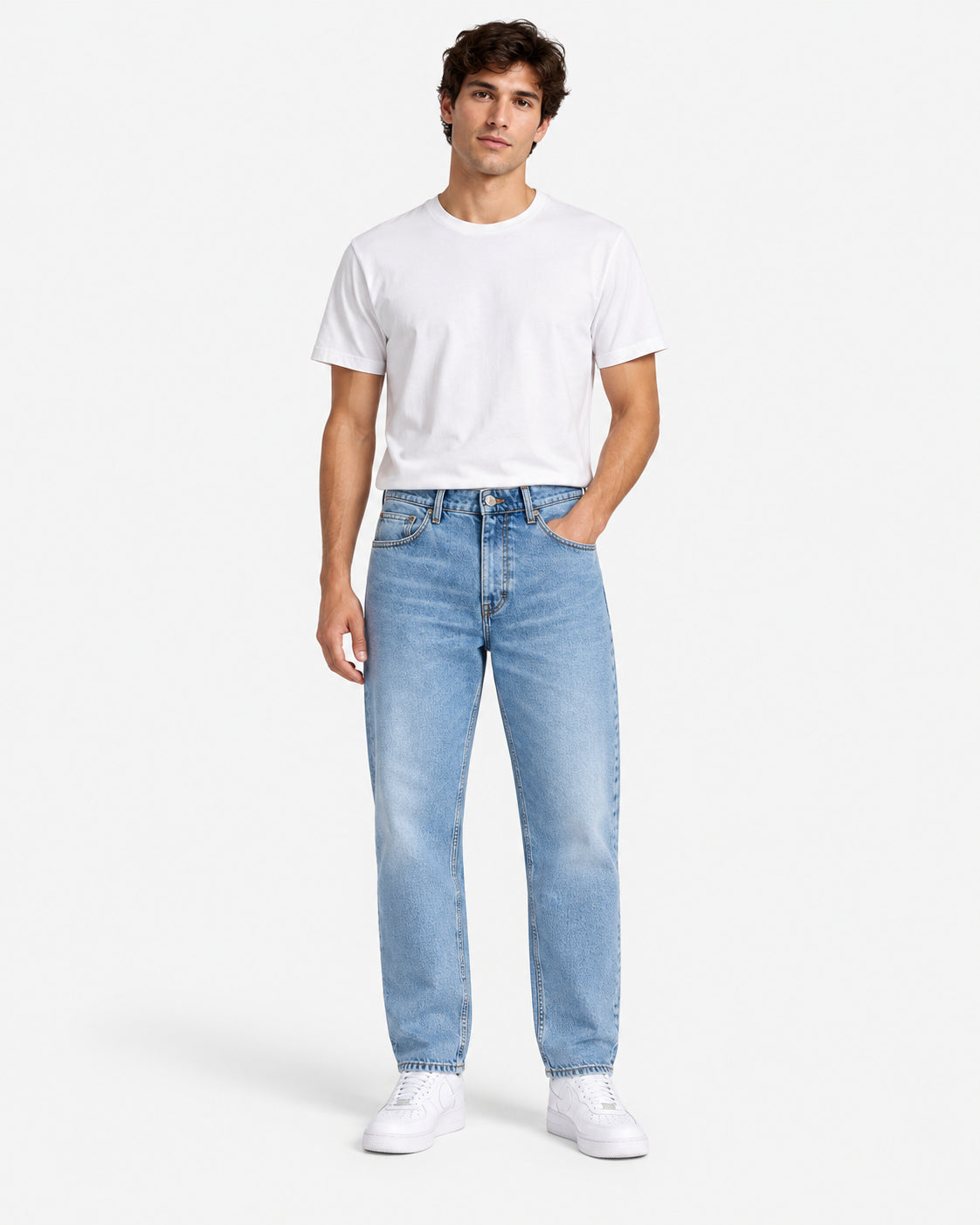 Jeans in cotone blu taglio tapered