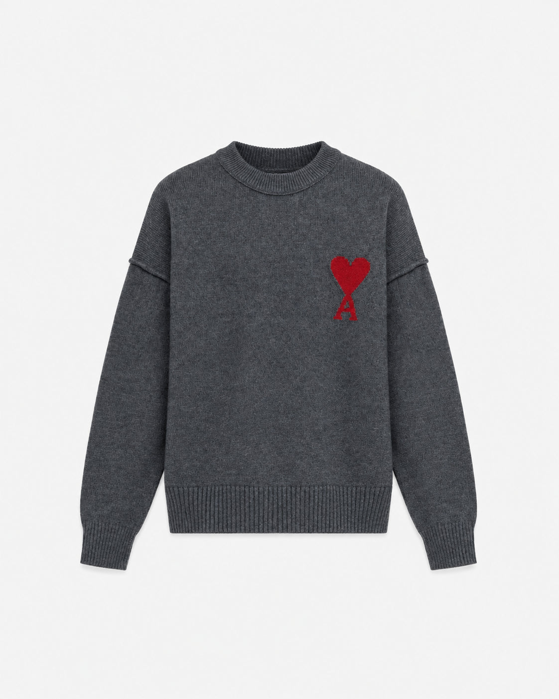 Maglione girocollo Ami de Cœur in lana grigia