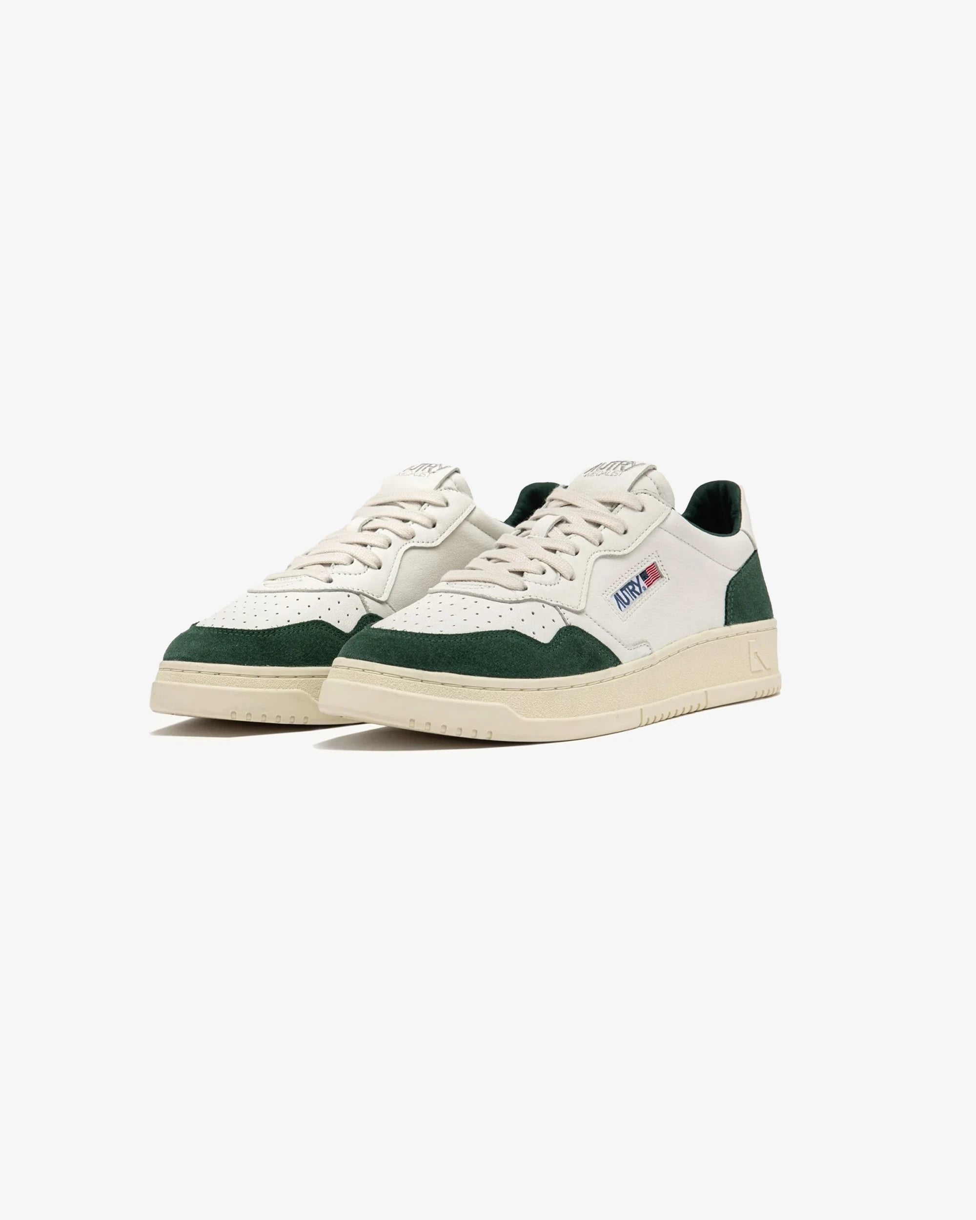 MEDALIST LOW IN NAPPA BIANCA E SUEDE VERDE