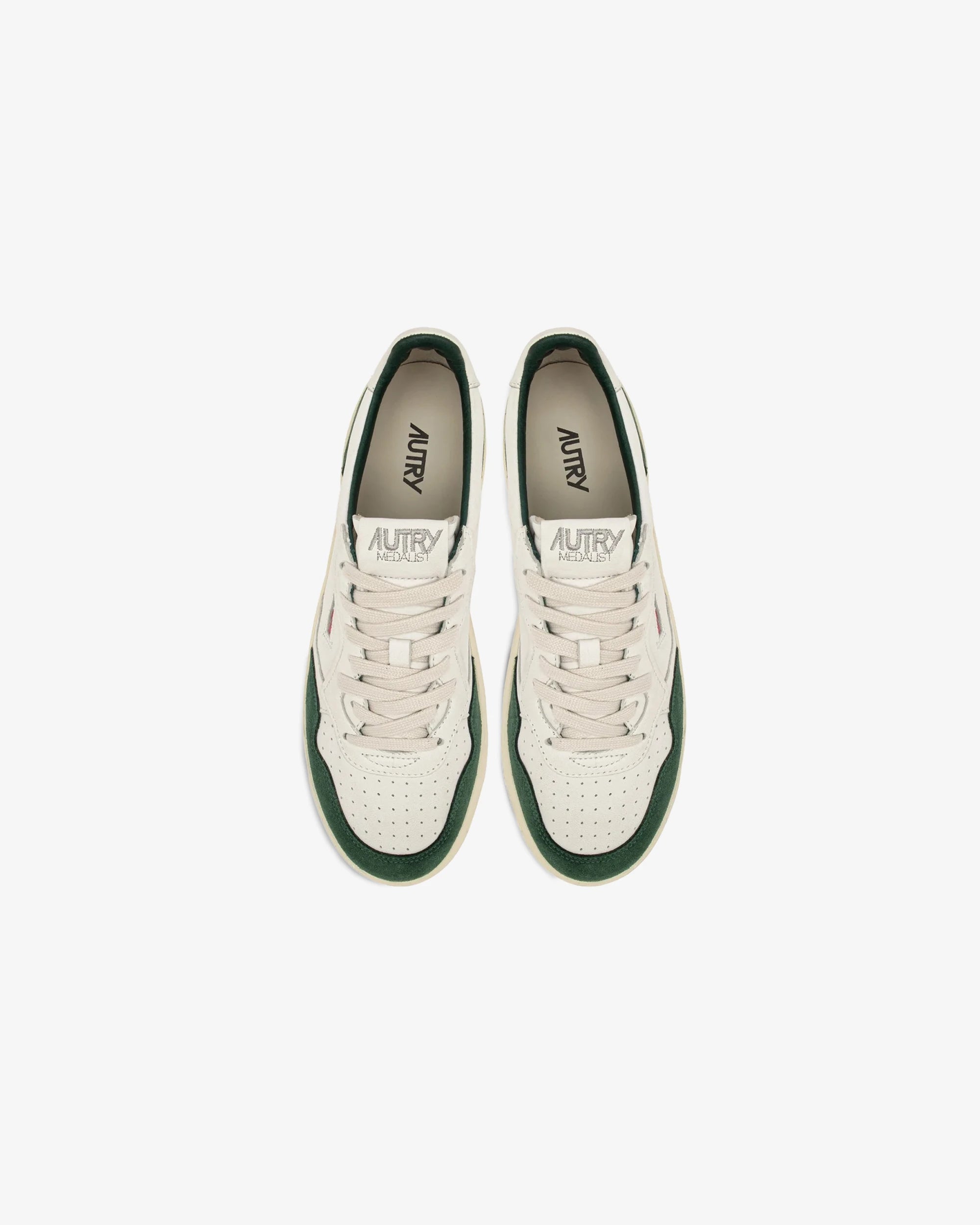 MEDALIST LOW IN NAPPA BIANCA E SUEDE VERDE