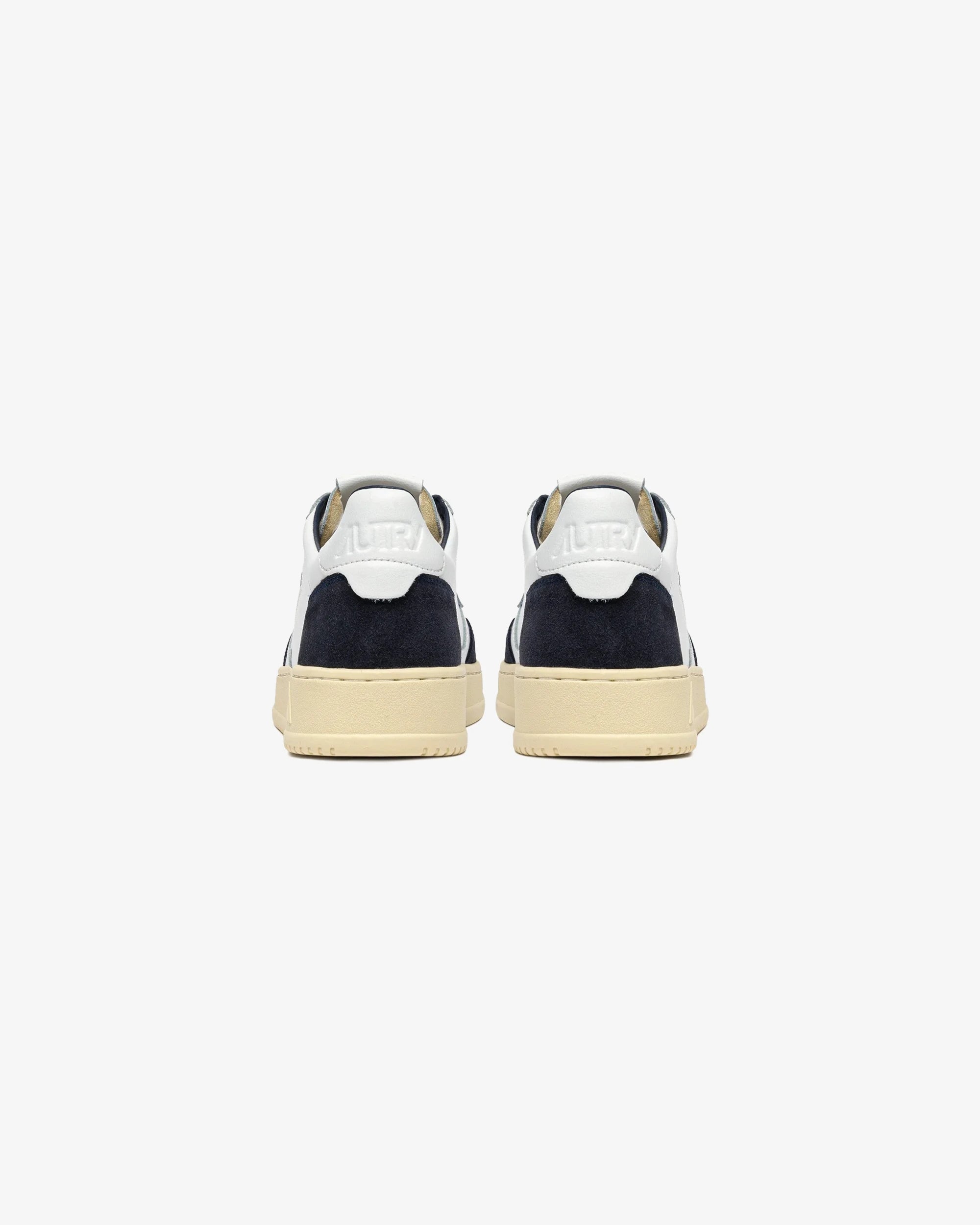 MEDALIST LOW IN PELLE BIANCA E SUEDE BLU