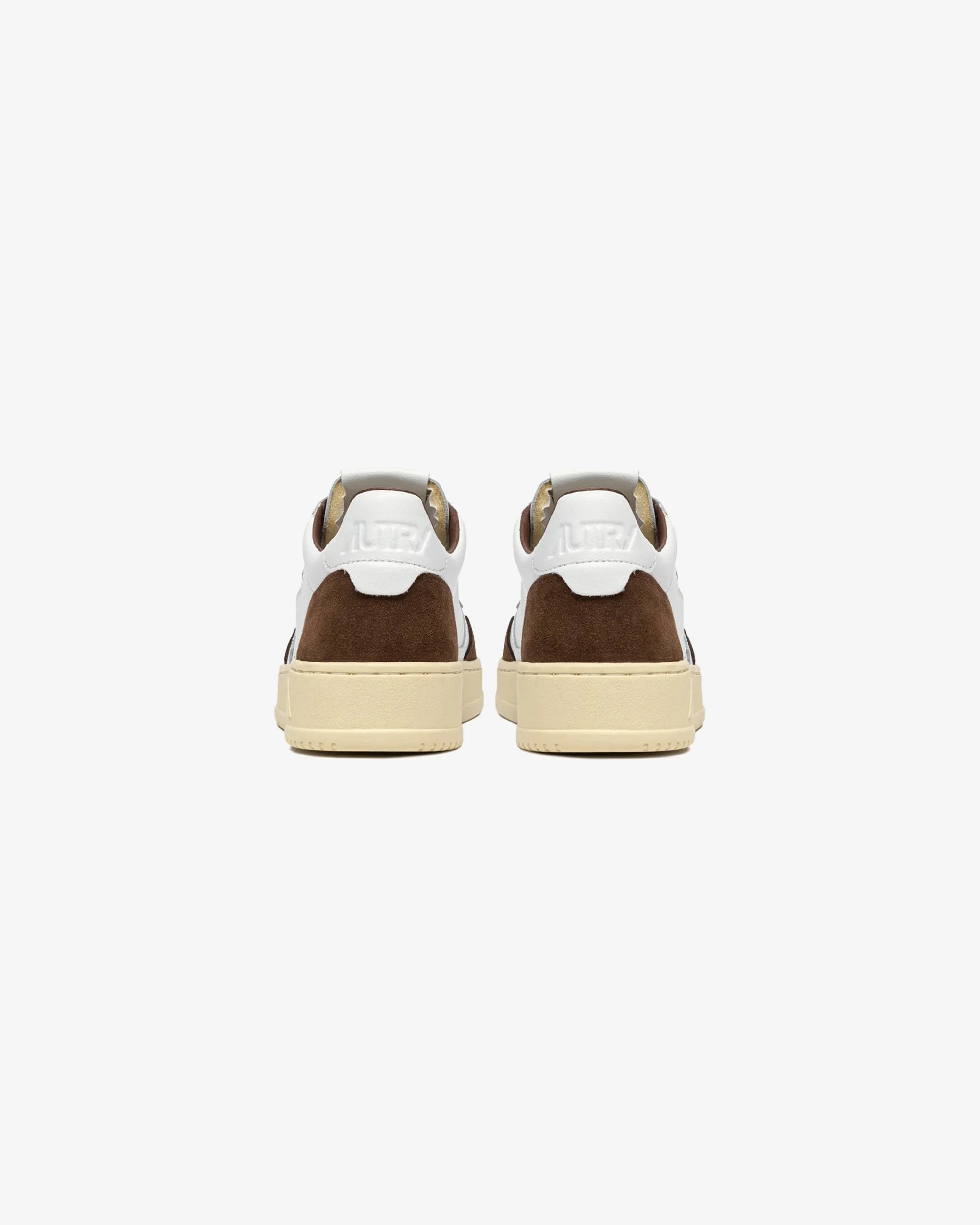 MEDALIST LOW IN PELLE BIANCA E SUEDE MARRONE
