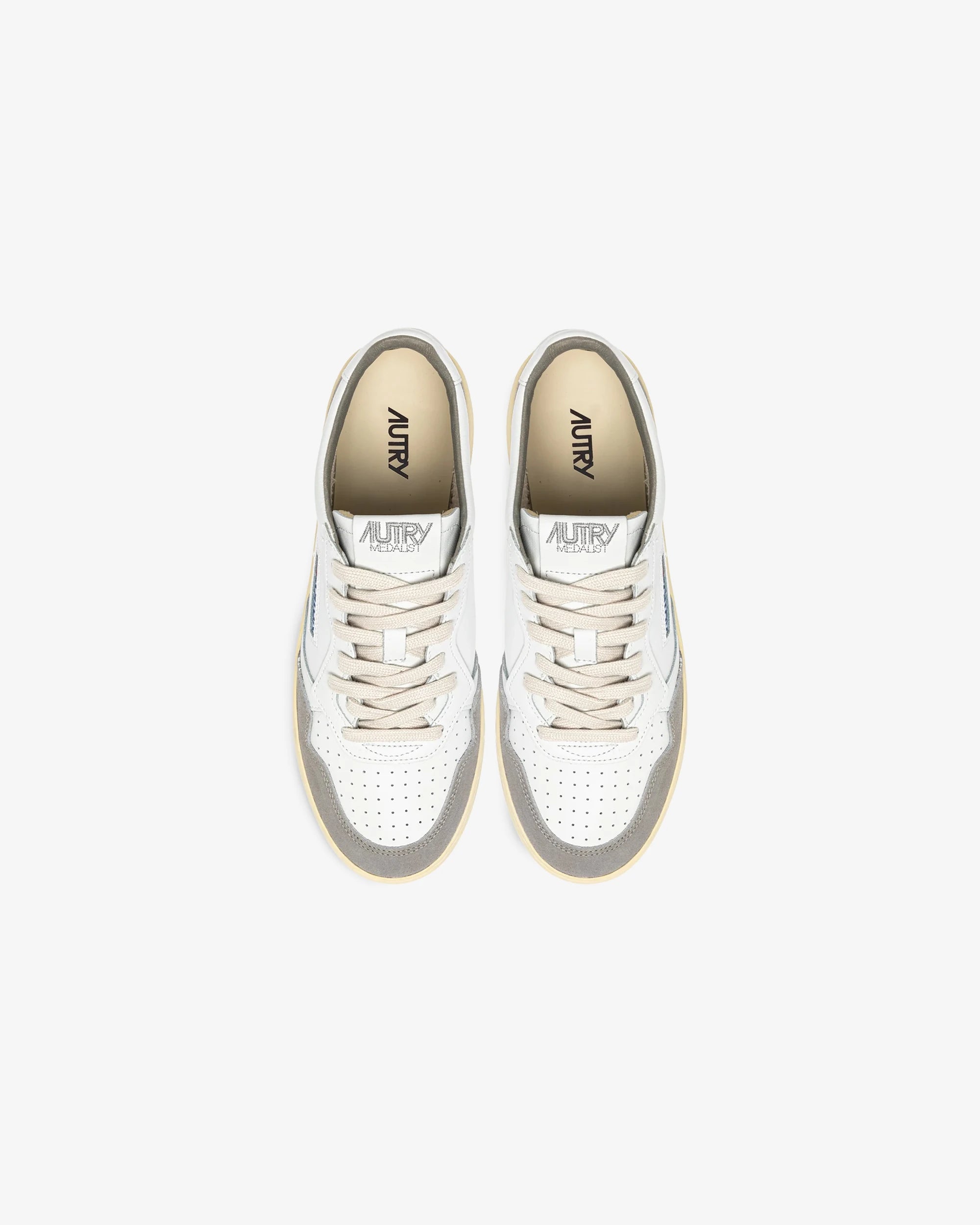 MEDALIST LOW IN PELLE BIANCA E SUEDE VAPOR