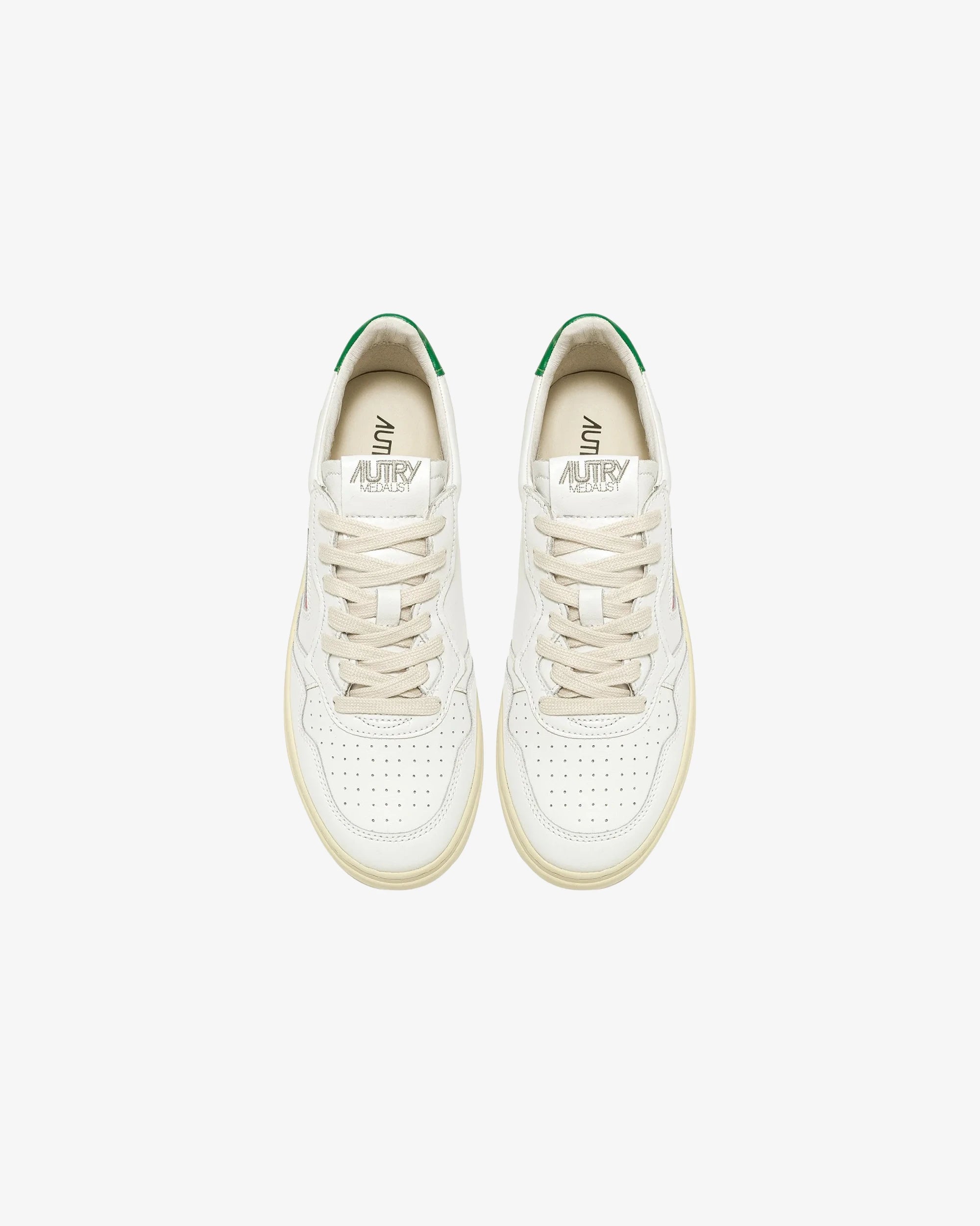 MEDALIST LOW IN PELLE BIANCA E VERDE
