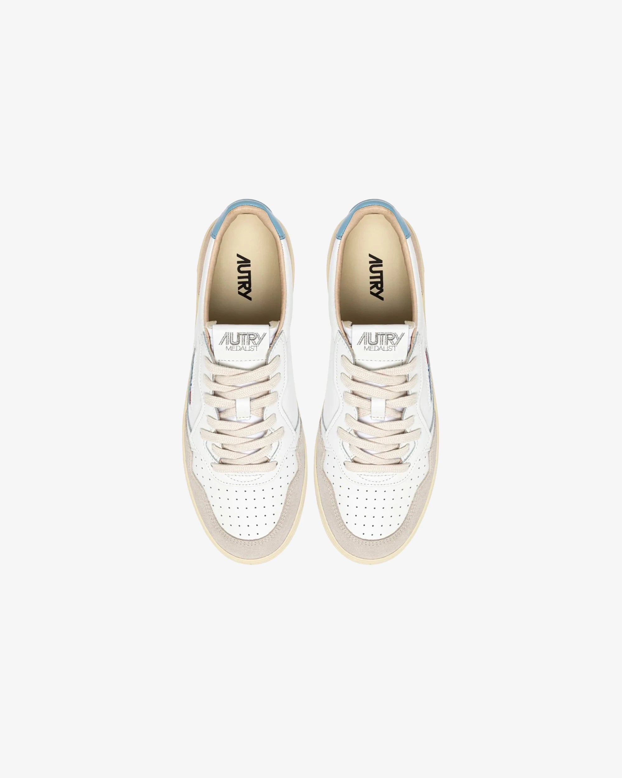 MEDALIST LOW IN SUEDE E PELLE BIANCA E AZZURRO