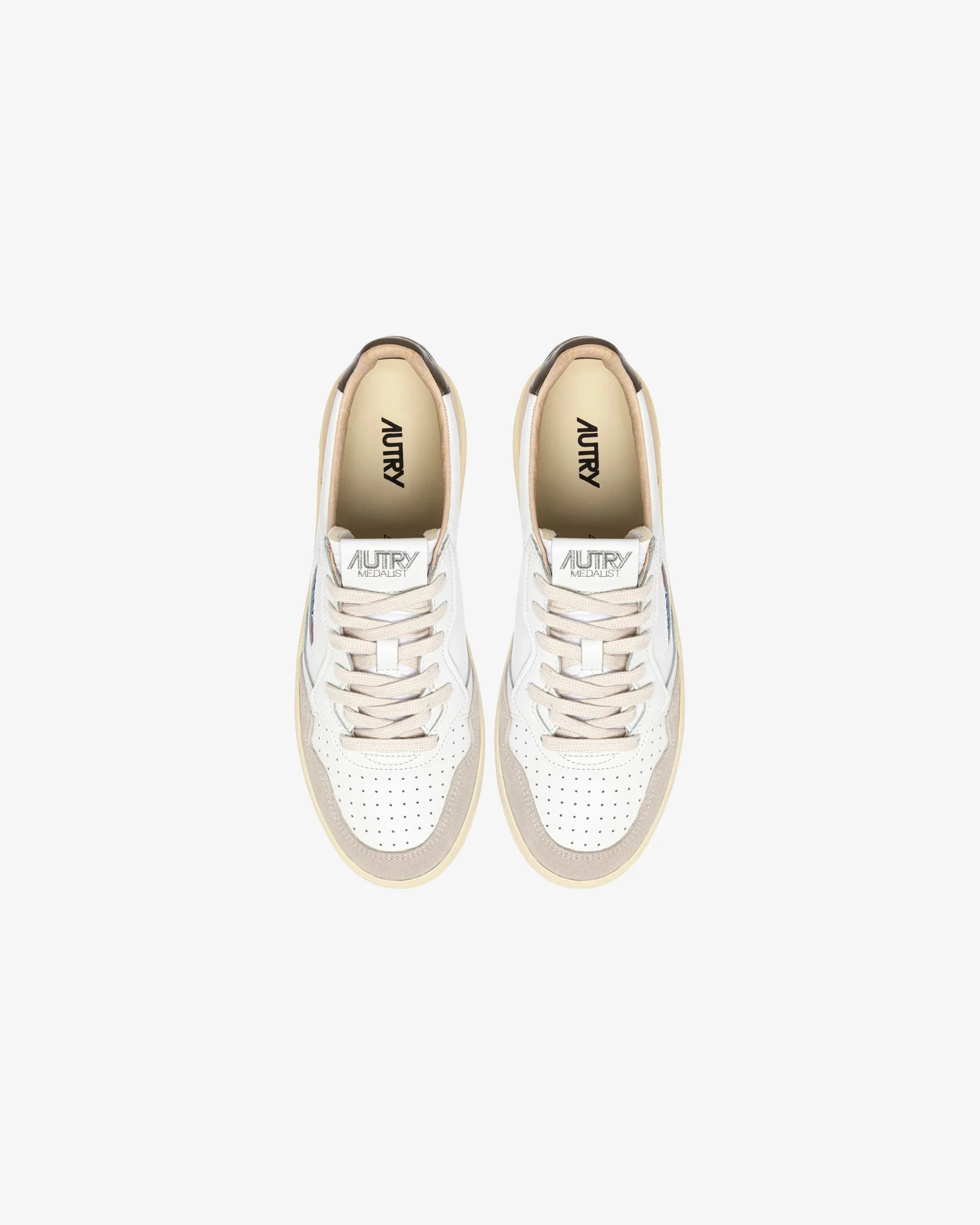 SNEAKERS MEDALIST LOW IN SUEDE E PELLE BIANCA E MARRONE