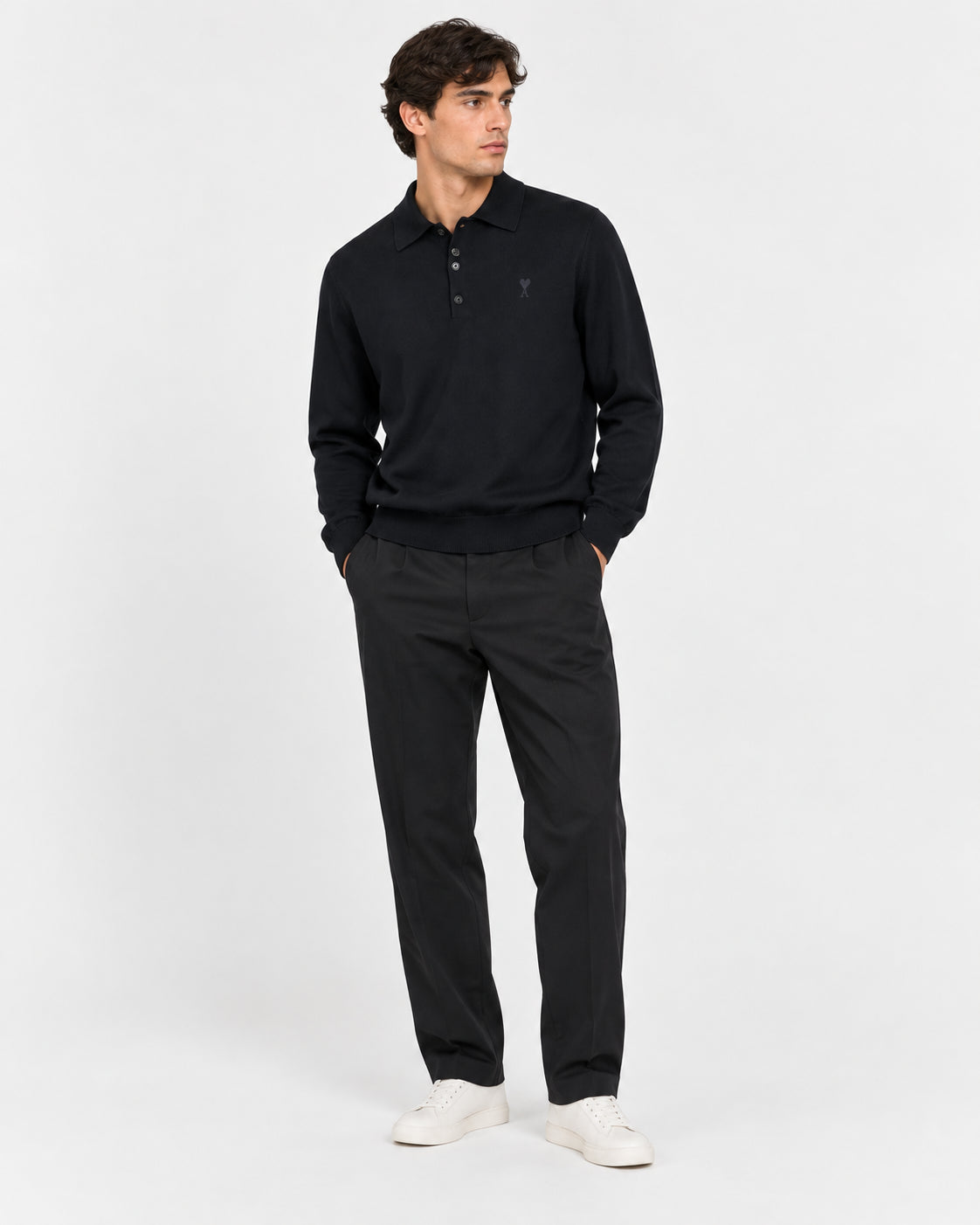 Polo Ami de Cœur in lana nera