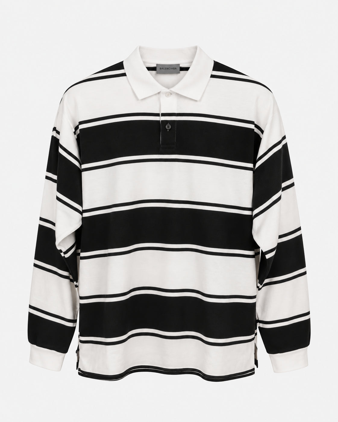 Polo a righe bianche/nere in cotone