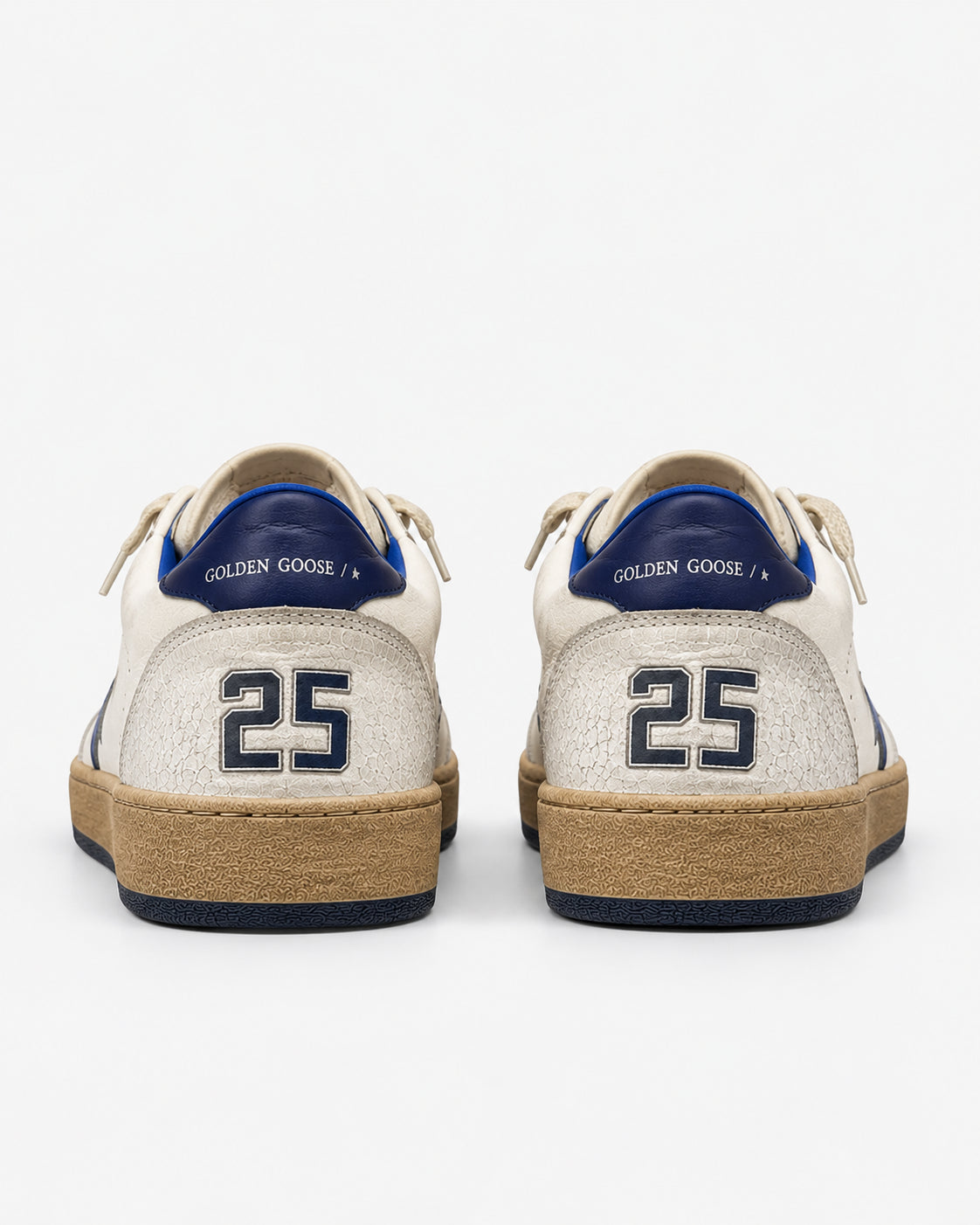 Ball Star Uomo in nappa bianca con stella e talloncino bluette