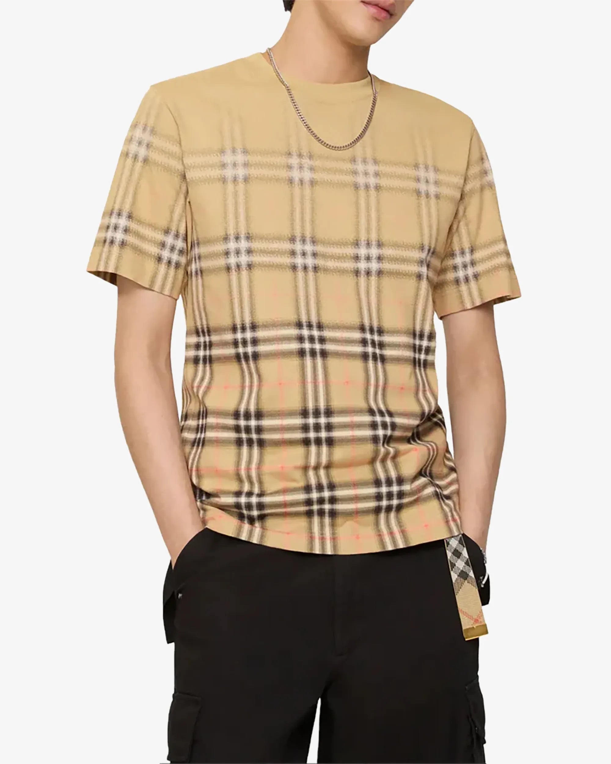 T-shirt in cotone Check sfumato