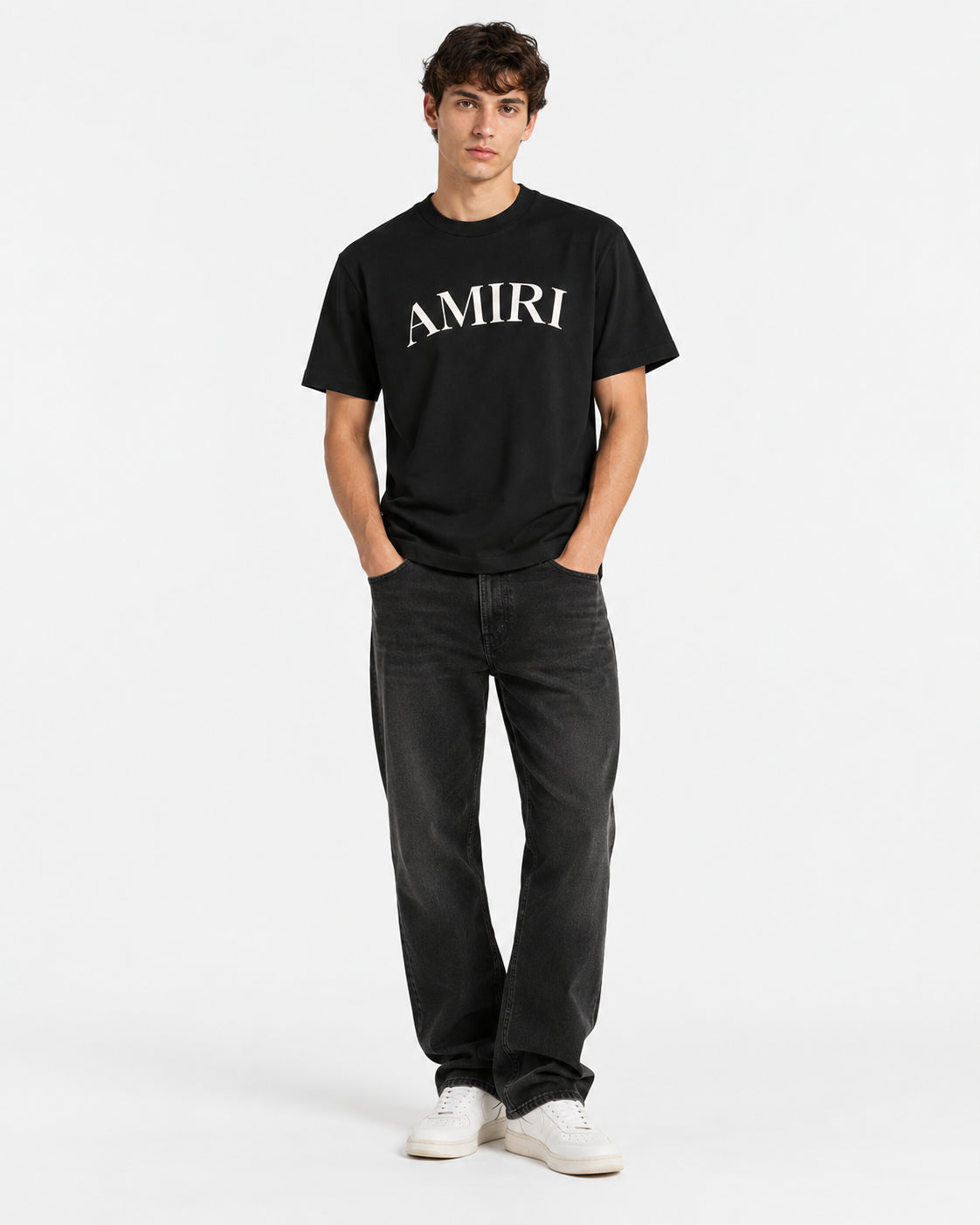 AMIRI T-Shirt con Stampa Logo Lettering in Cotone Nero