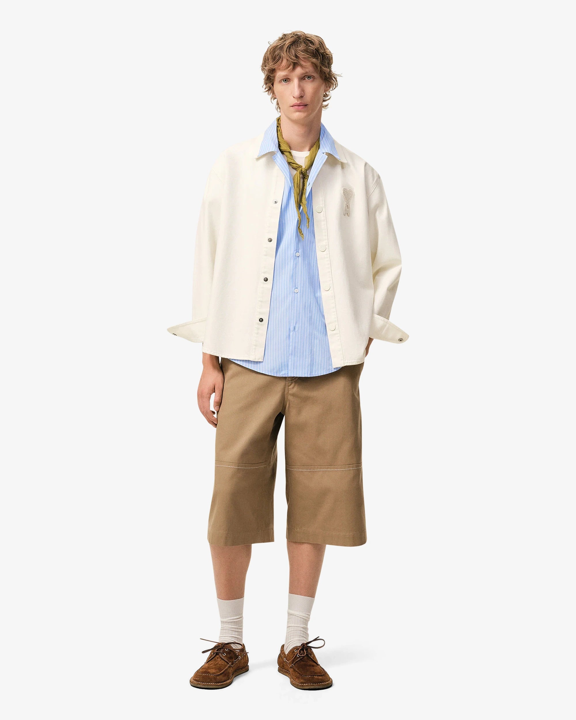 Giacca-camicia in maglia di cotone bianco