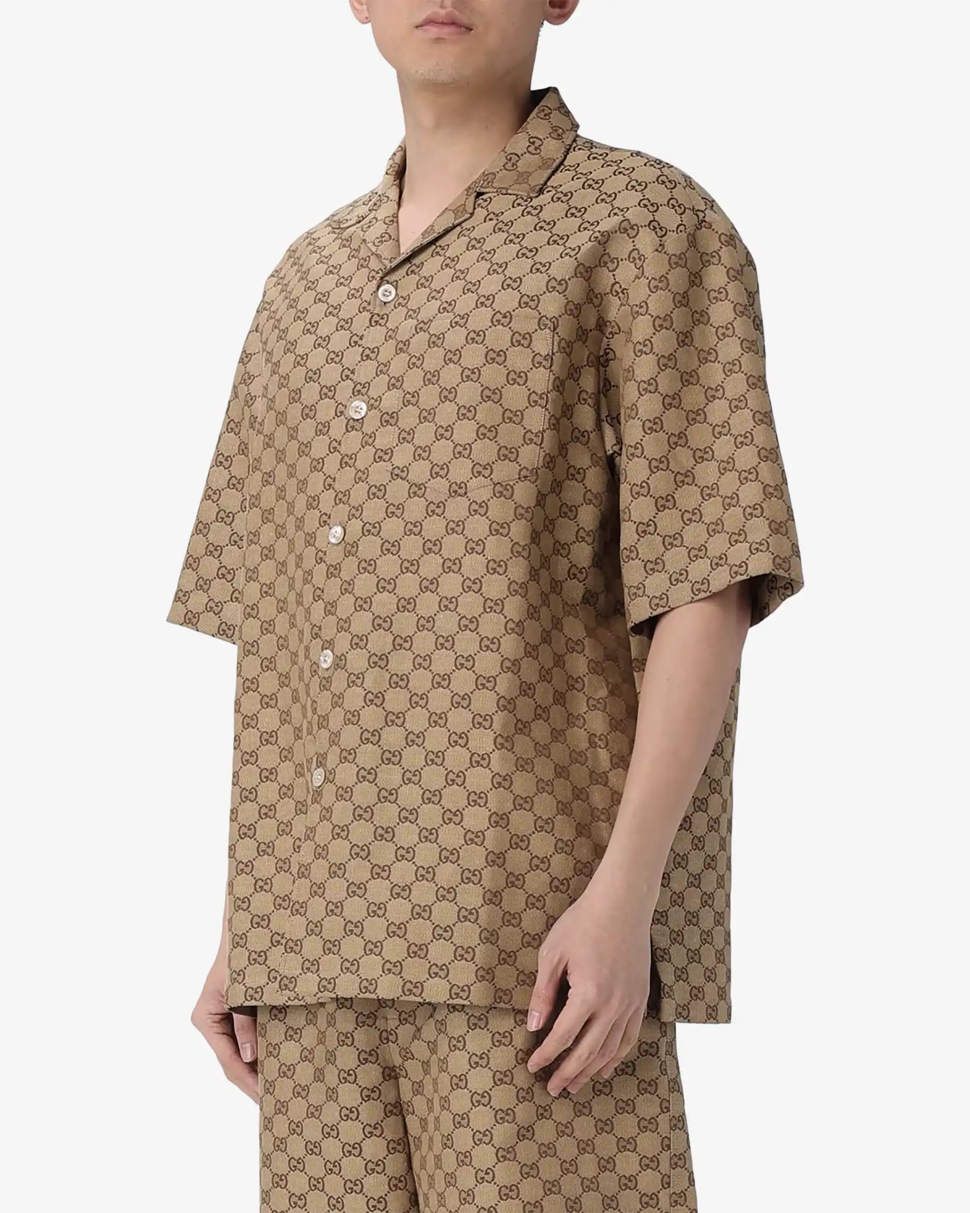 Camicia misto lino GG
