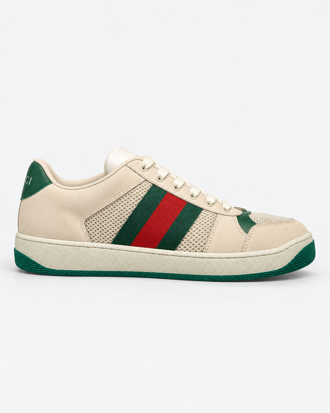 Sneakers Screener avorio in rete e pelle scamosciata