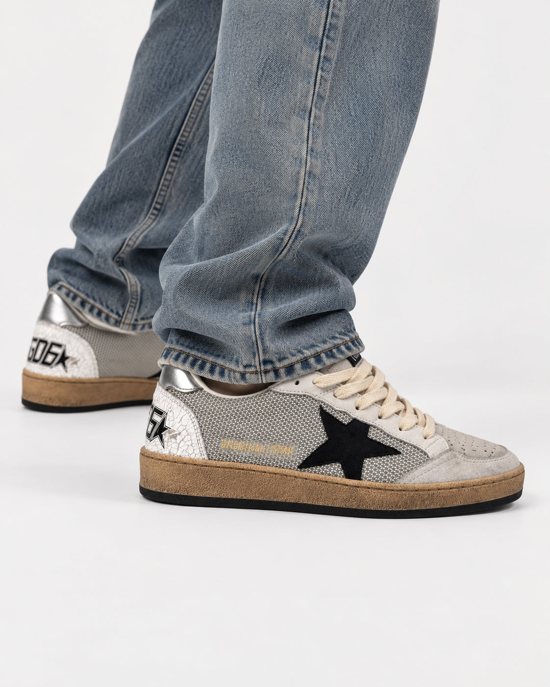 Golden Goose Ball Star Argento Chiaro Nero