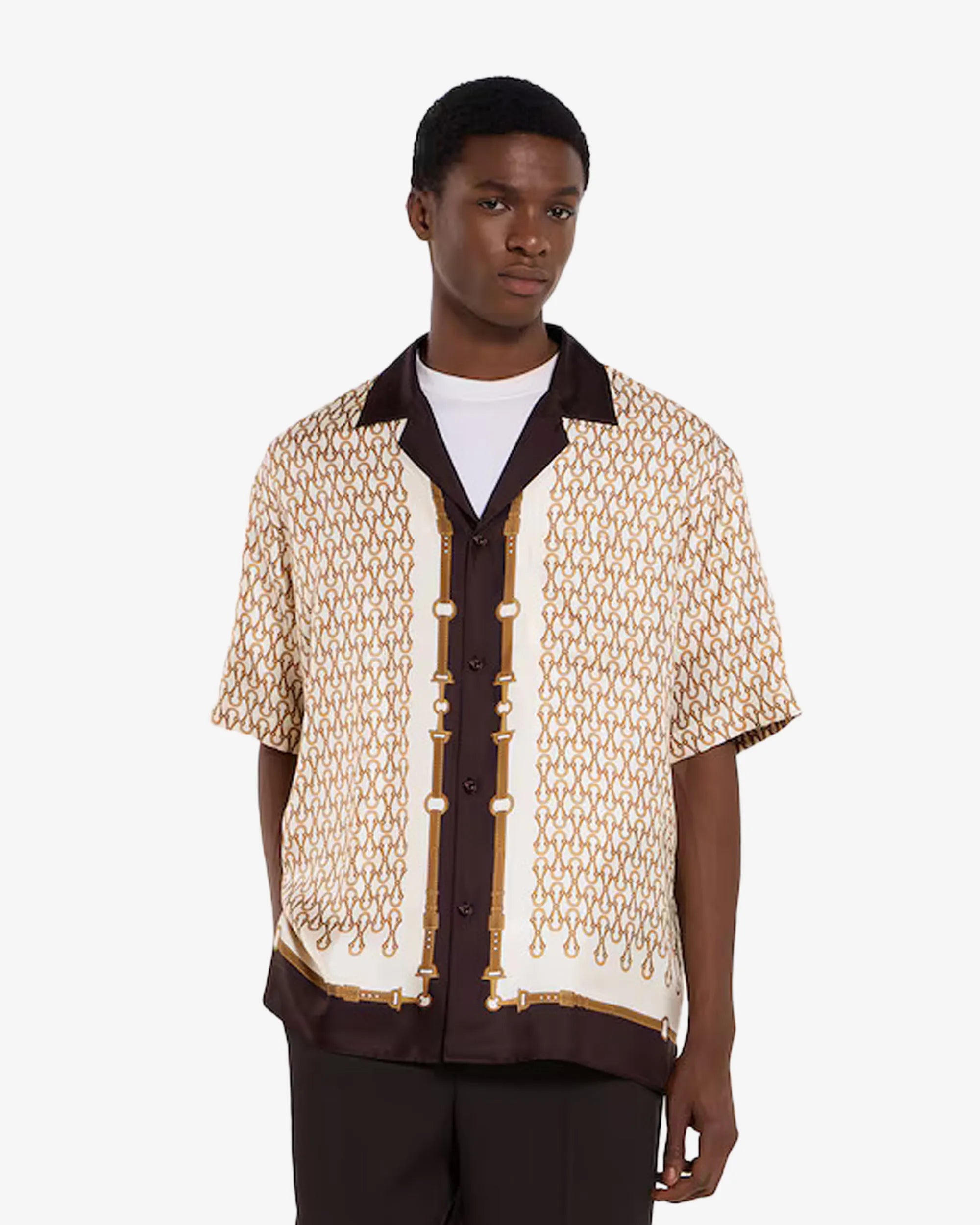 Camicia bowling in twill di seta