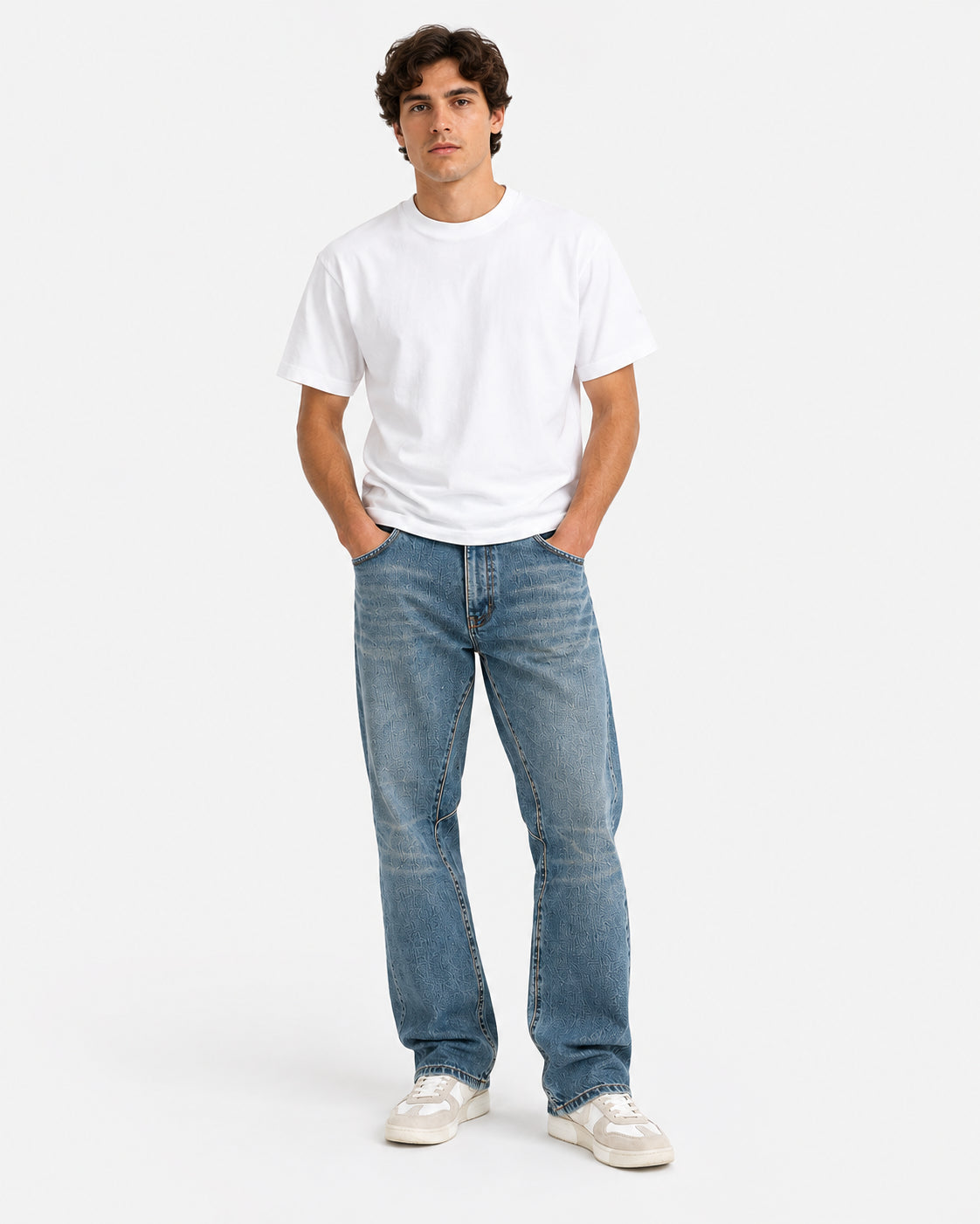 jeans over floor uomo denim
