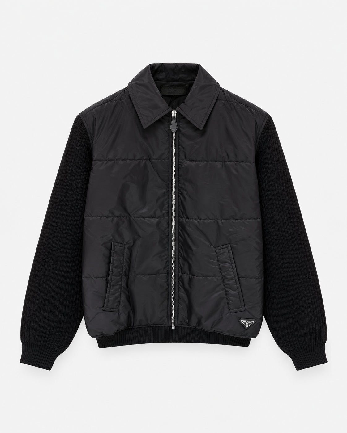 wool and Re-Nylon gabardine cardigan