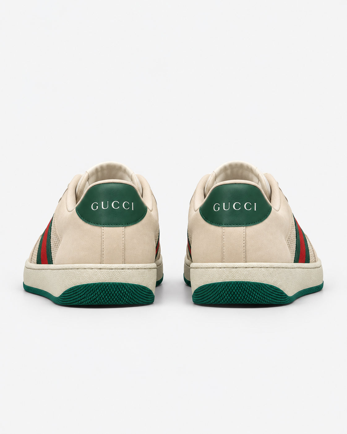Sneakers Screener avorio in rete e pelle scamosciata