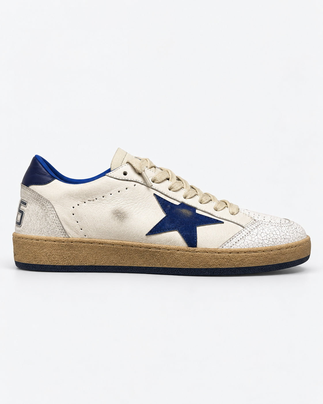 Ball Star Uomo in nappa bianca con stella e talloncino bluette
