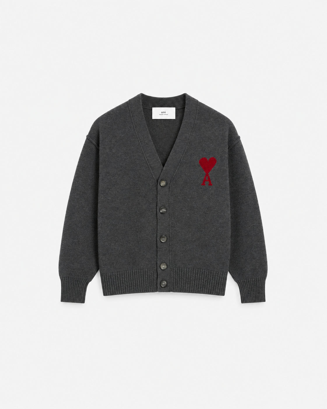 Black wool cardigan with Ami de Coeur