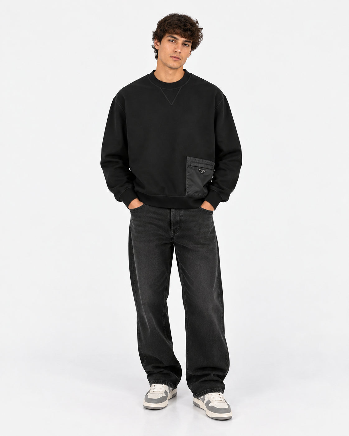 Felpa in jersey stretch nero